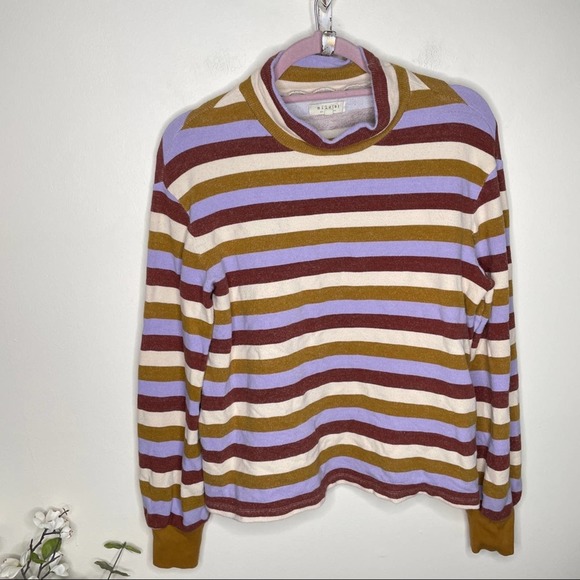 MADEWELL Mockneck Bubble-Sleeve Sweatshirt in Stripe {Z53} - Picture 3 of 7